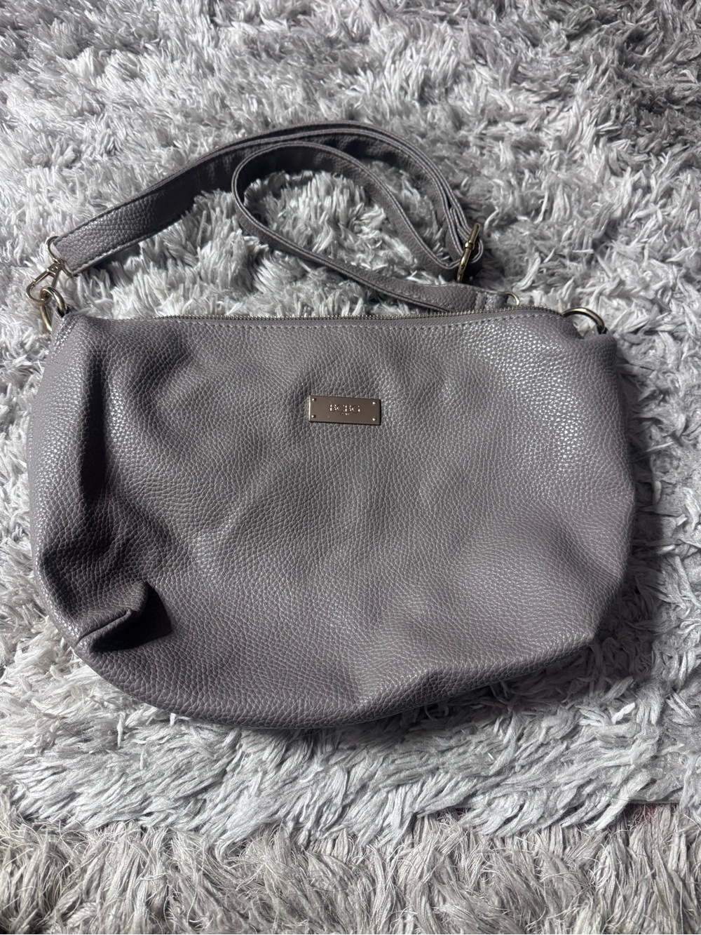 BCBG Gray Pebbled Crossbody Bag